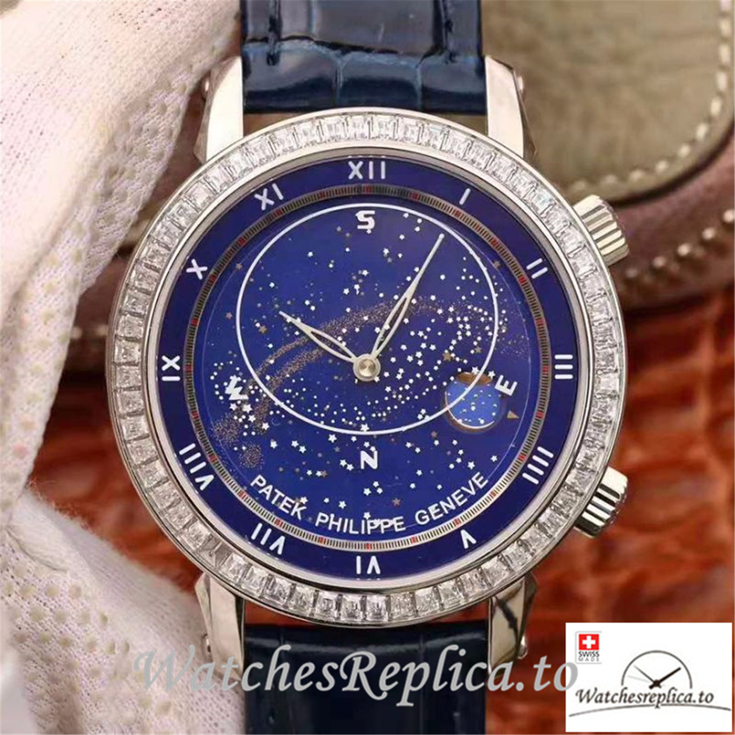 Swiss Patek Philippe Grand Complications Sky Moon Celestial Replica 5102G 001 Black Strap 43MM - WatchesReplica.to