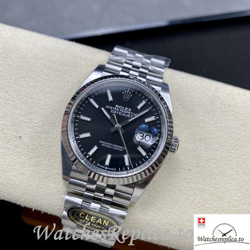 Swiss Rolex Datejust Replica 126234 Stainless steel strap 36MM Black Dial - Replica Watches Shop
