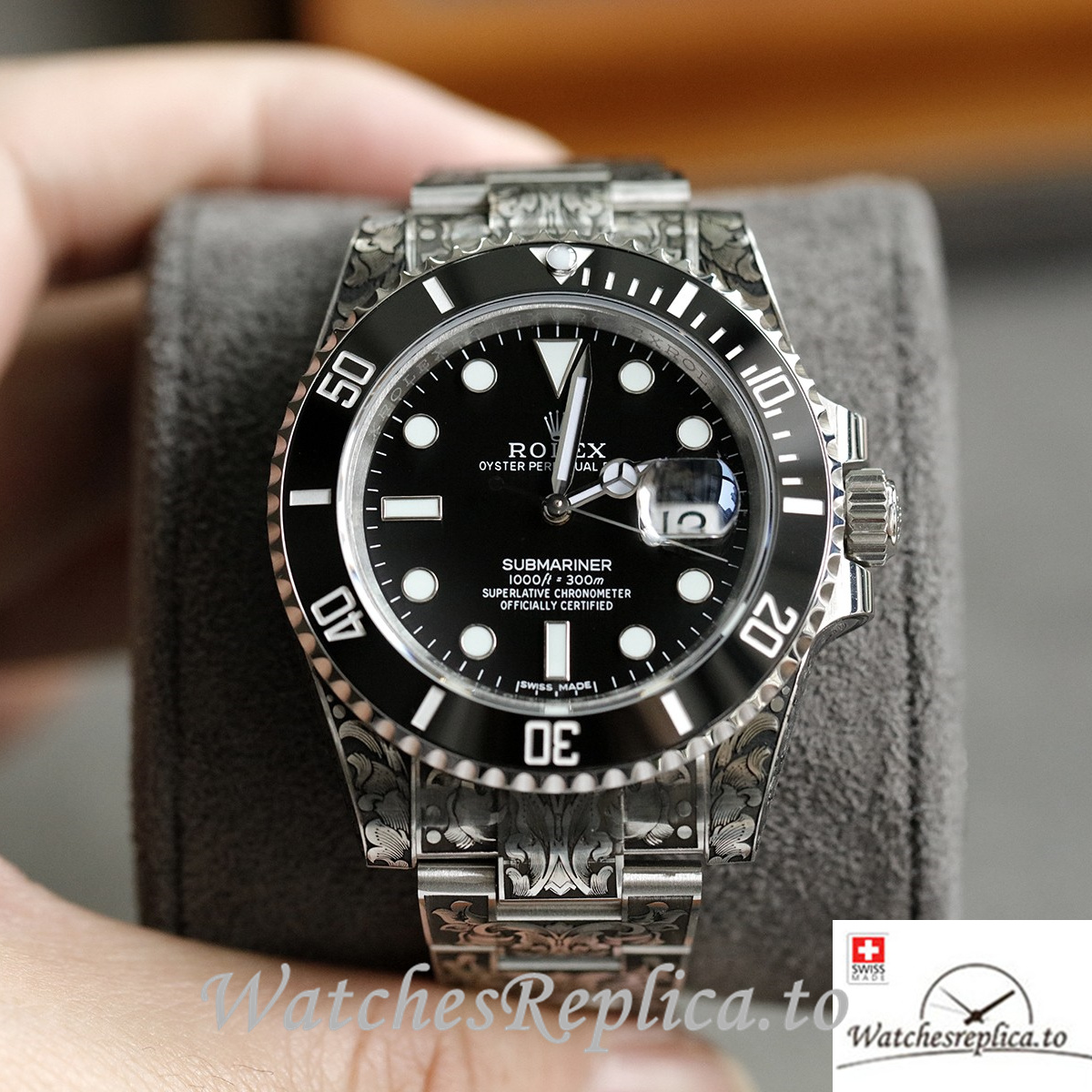 Swiss Rolex Submariner Replica Stainless steel strap 40MM Black Case - WatchesReplica.to