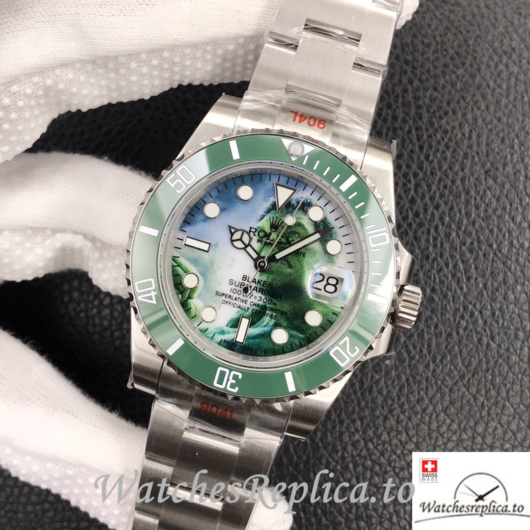 Swiss Rolex Submariner Replica Stainless steel strap 40MM Green Dial Hulk - WatchesReplica.to
