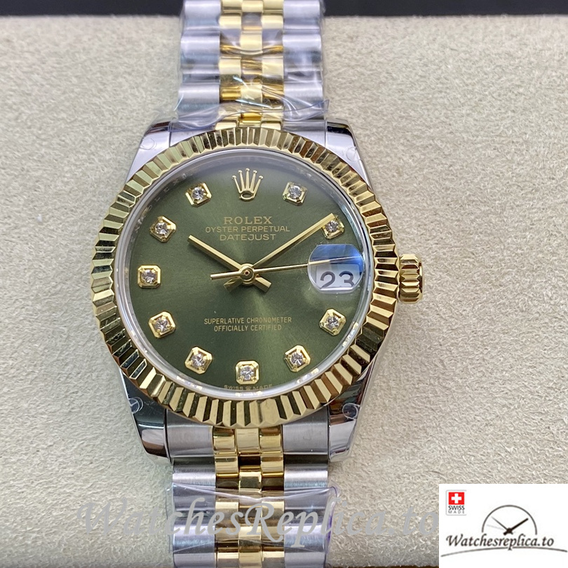 Swiss Rolex Datejust Replica 178384 Stainless steel strap 31MM Green Dial - Replica Watches Shop