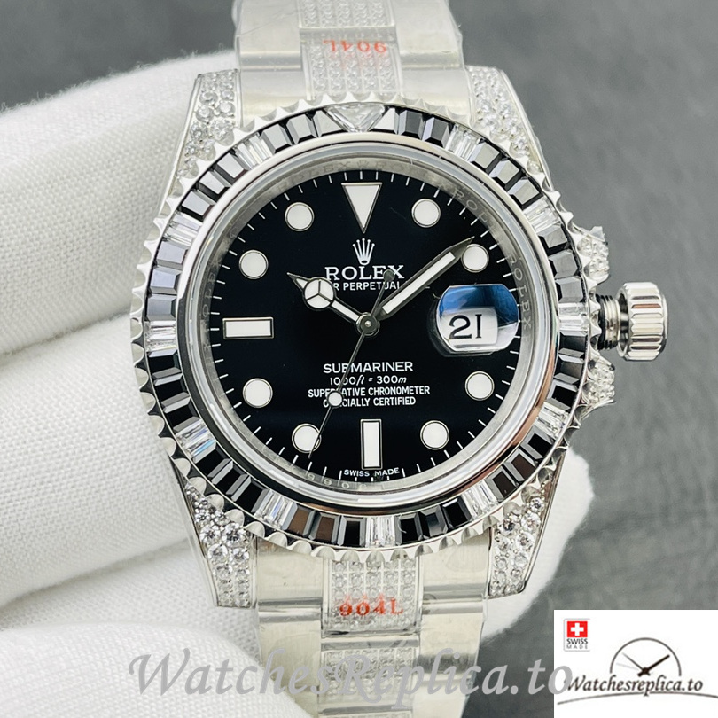 Swiss Rolex Submariner Replica Stainless steel strap 40MM Black Dial - WatchesReplica.to