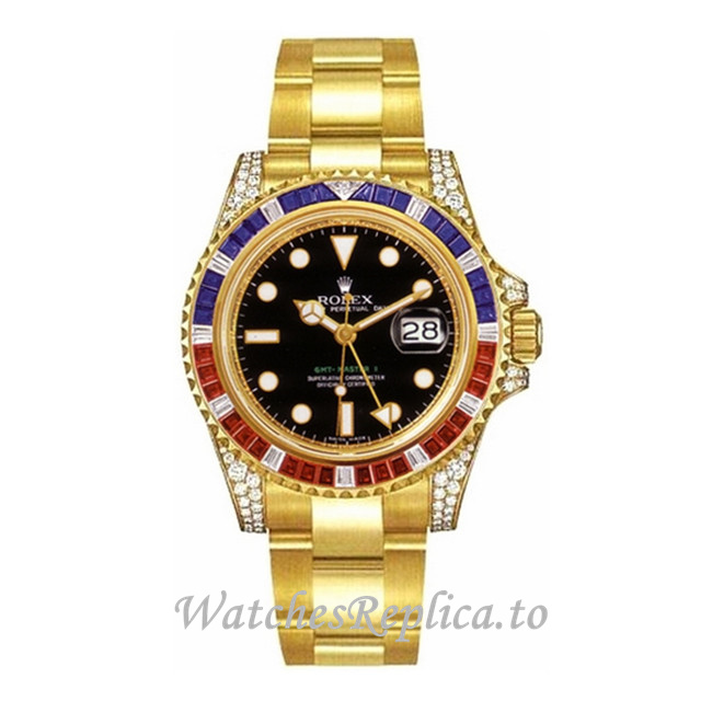 Replica Rolex GMT-Master 116758 SARU 40MM Yellow Gold strap Mens Watch - Replica Watches Shop