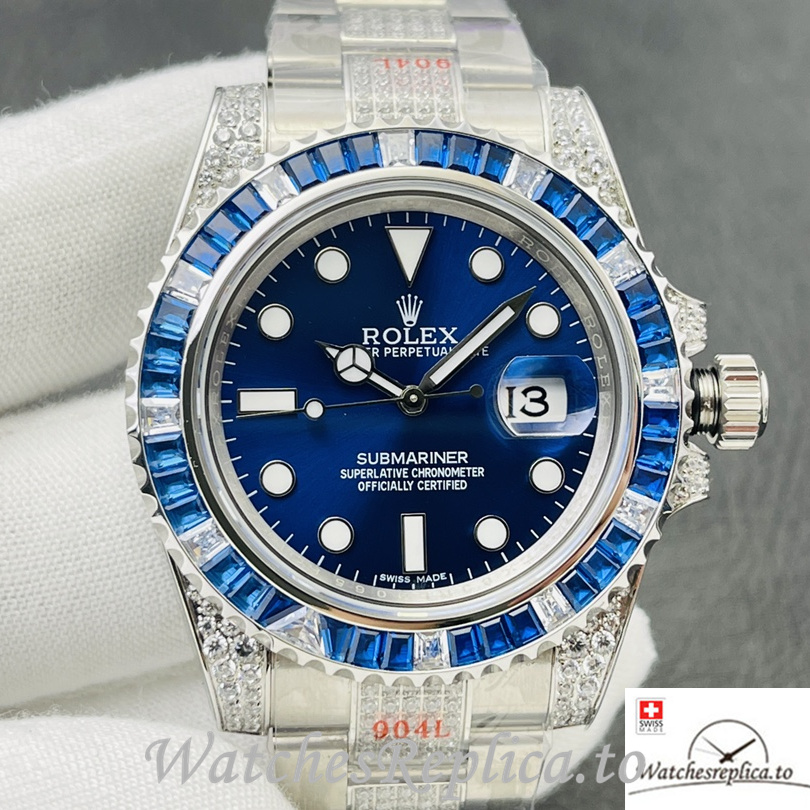 Swiss Rolex Submariner Replica Stainless steel strap 40MM Blue Dial - WatchesReplica.to