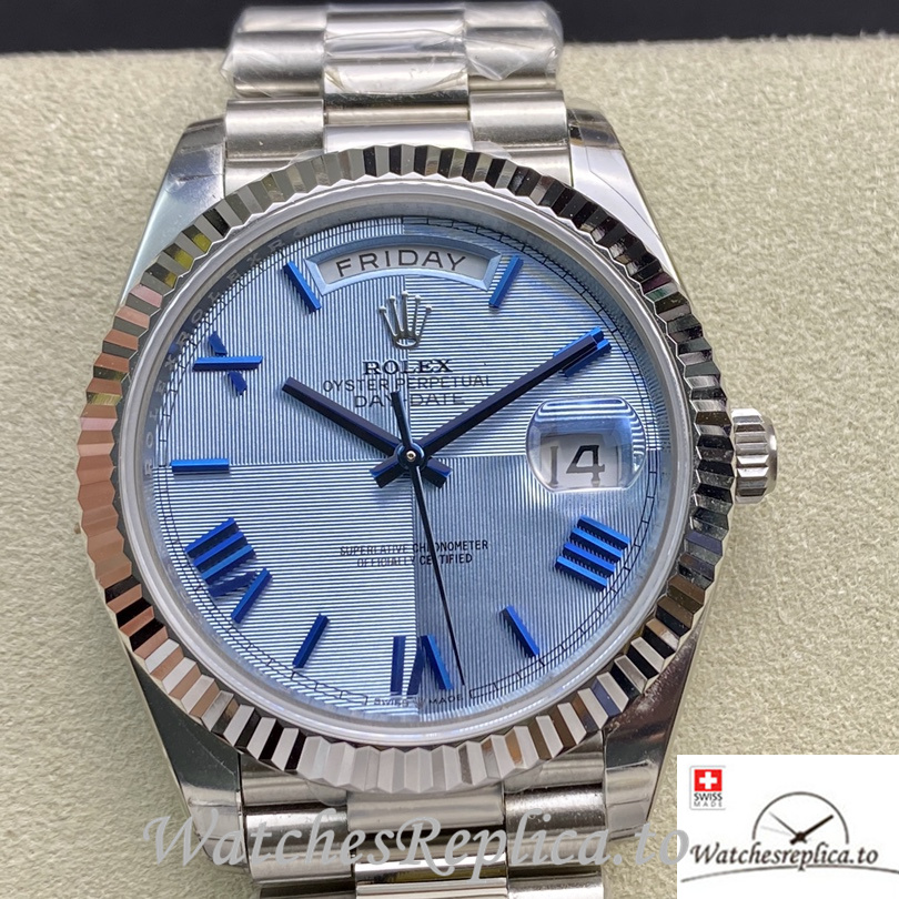 Swiss Rolex Day Date Replica 126331 Stainless steel strap 40MM Blue Dial - Replica Watches Shop