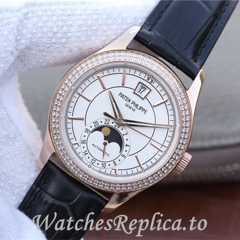 Patek Philippe Replica Complications 5205G-001 Leather strap 40MM - WatchesReplica.to