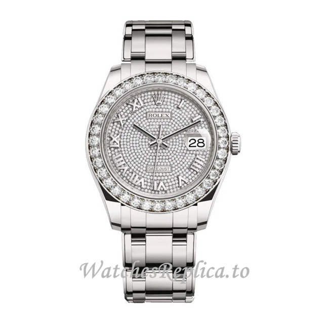 Replica Rolex Pearlmaster m86289-0005 39MM White Gold strap Ladies Watch - WatchesReplica.to