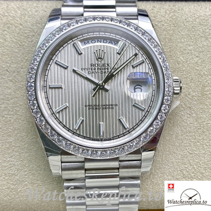 Swiss Rolex Day Date Replica m228349rbr-0007 Stainless steel strap 40MM - Replica Watches Shop