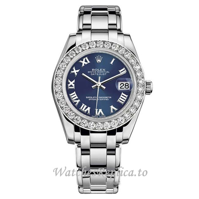 Replica Rolex Pearlmaster m81299-0039 34MM White Gold strap Ladies Watch - WatchesReplica.to