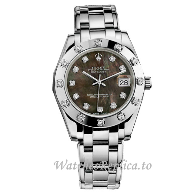 Replica Rolex Pearlmaster m81319-0005 34MM White Gold strap Ladies Watch - WatchesReplica.to