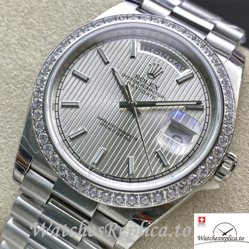 Swiss Rolex Day Date Replica m228349rbr-0007 Stainless steel strap 40MM - Replica Watches Shop
