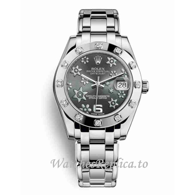 Replica Rolex Pearlmaster m81319-0037 34MM White Gold strap Ladies Watch - WatchesReplica.to