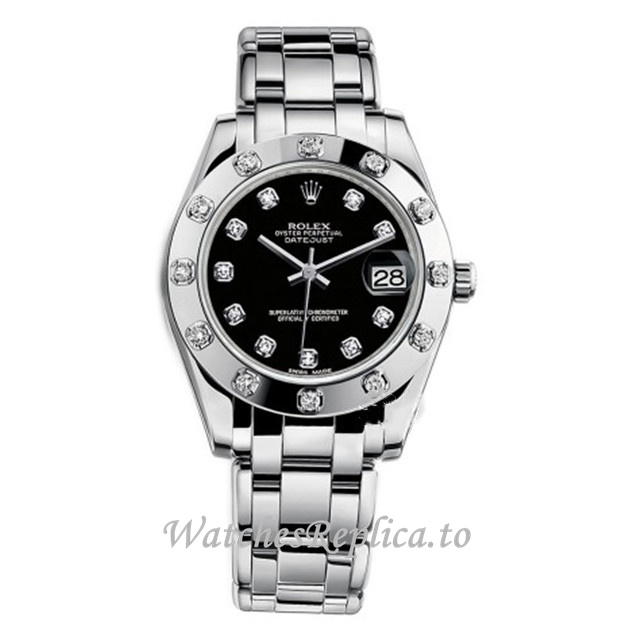 Replica Rolex Pearlmaster m81319-0014 34MM White Gold strap Ladies Watch - WatchesReplica.to
