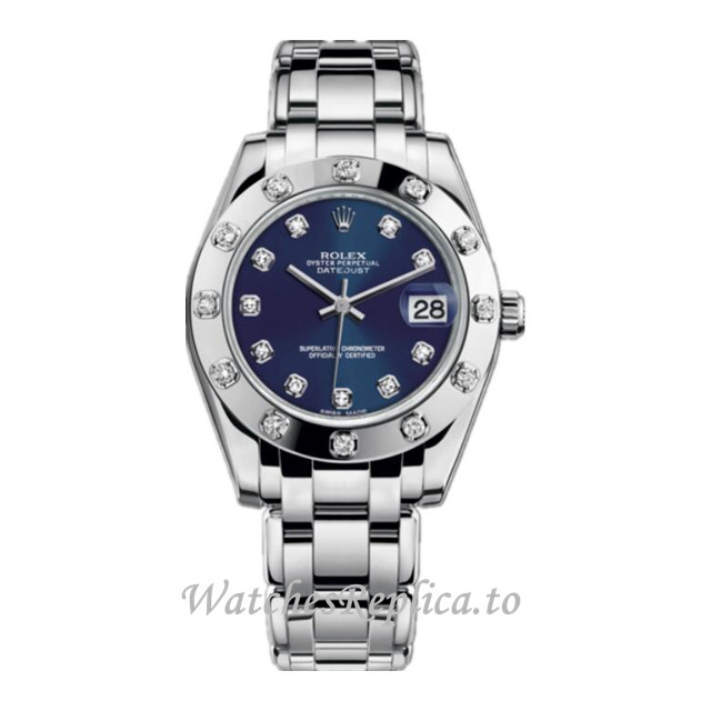 Replica Rolex Pearlmaster m81319-0015 34MM White Gold strap Ladies Watch - WatchesReplica.to