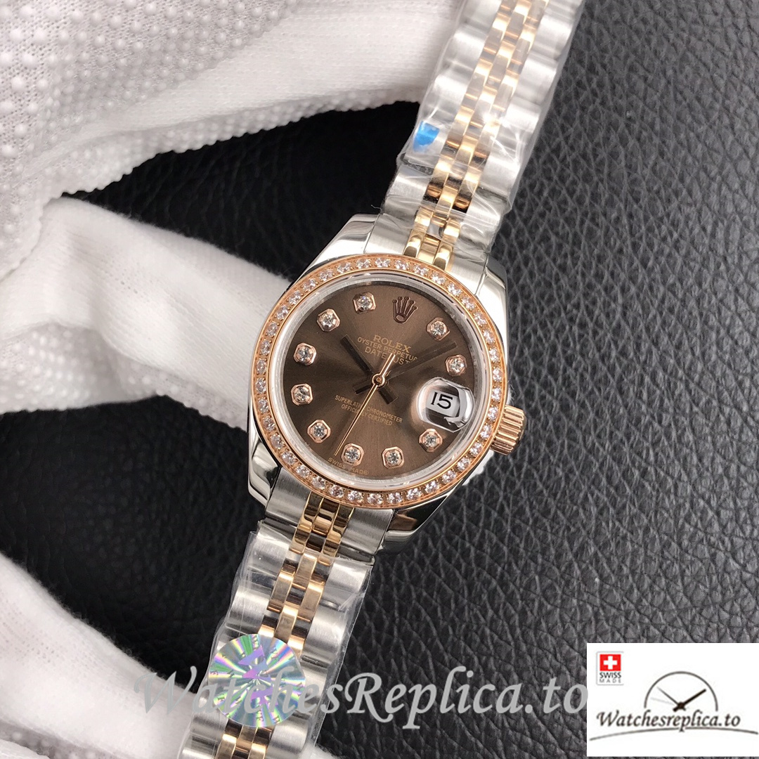 Swiss Rolex Datejust Replica 279174 Stainless steel strap 28MM Brown Dial Diamonds - Replica Watches Shop
