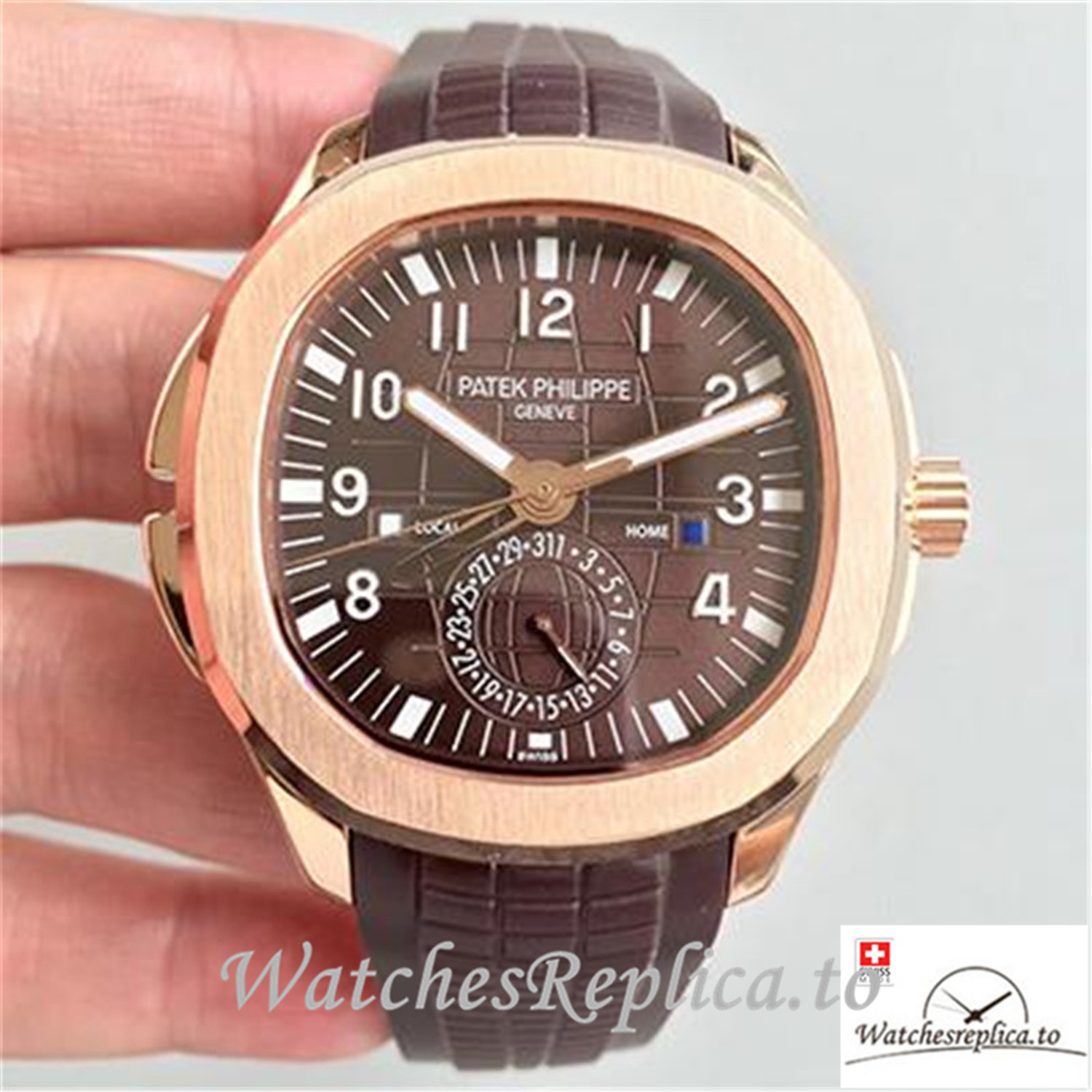 Swiss Patek Philippe Aquanaut Travel Time Replica 5164R-001 Dark Brown Strap 40.5MM - WatchesReplica.to