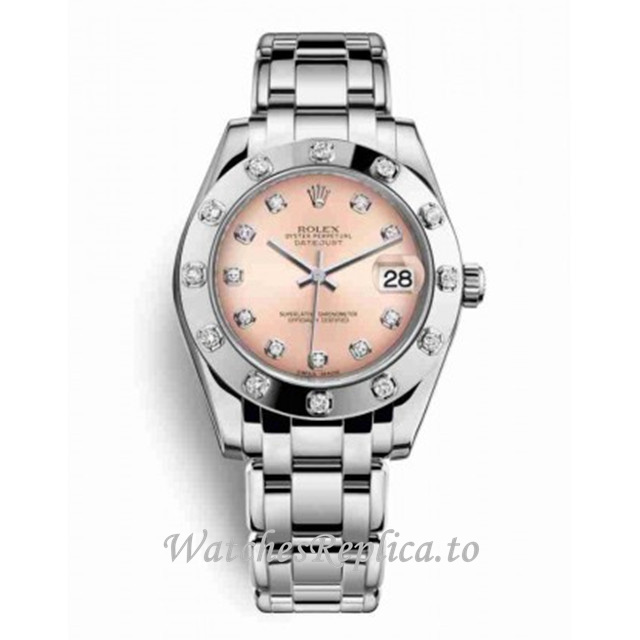 Replica Rolex Pearlmaster m81319-0023 34MM White Gold strap Ladies Watch - WatchesReplica.to