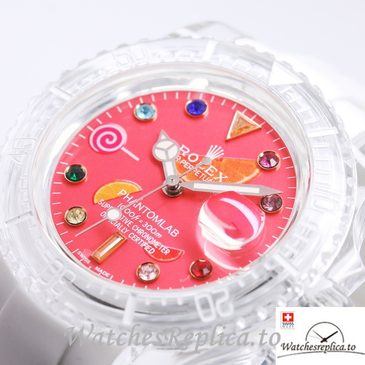 Swiss Rolex Submariner Replica Rubber strap 40MM PHANTOMLAB&ROLEX Red Dial - WatchesReplica.to
