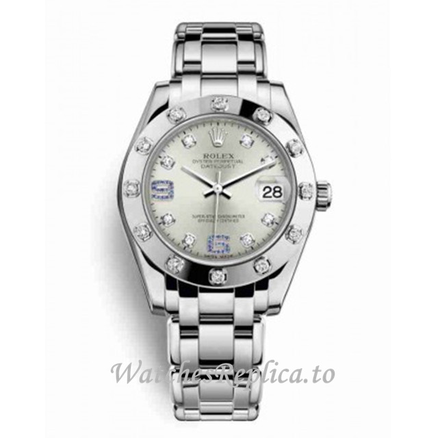 Replica Rolex Pearlmaster m81319-0001 34MM White Gold strap Ladies Watch - WatchesReplica.to