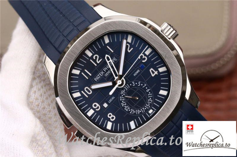 Swiss Patek Philippe Aquanaut Dual Time Replica 5164A-001 Blue Strap 40.8MM - WatchesReplica.to