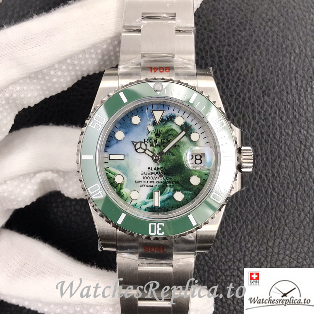 Swiss Rolex Submariner Replica Stainless steel strap 40MM Green Dial Hulk - WatchesReplica.to