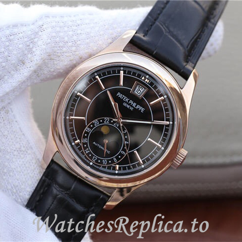 Patek Philippe Replica Complications 5205G-001 Leather strap 40MM - WatchesReplica.to