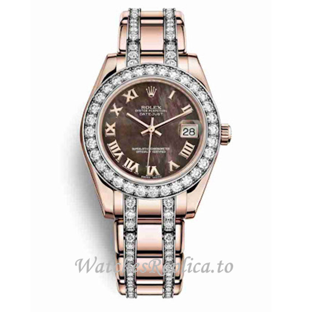 Replica Rolex Pearlmaster m81285-0035 34MM Rose Gold strap Ladies Watch - WatchesReplica.to