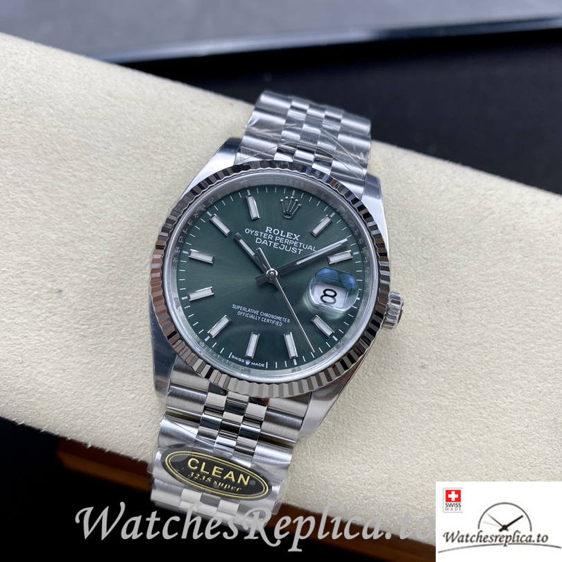 Swiss Rolex Datejust Replica 126234 Stainless steel strap 36MM Green Dial - WatchesReplica.to