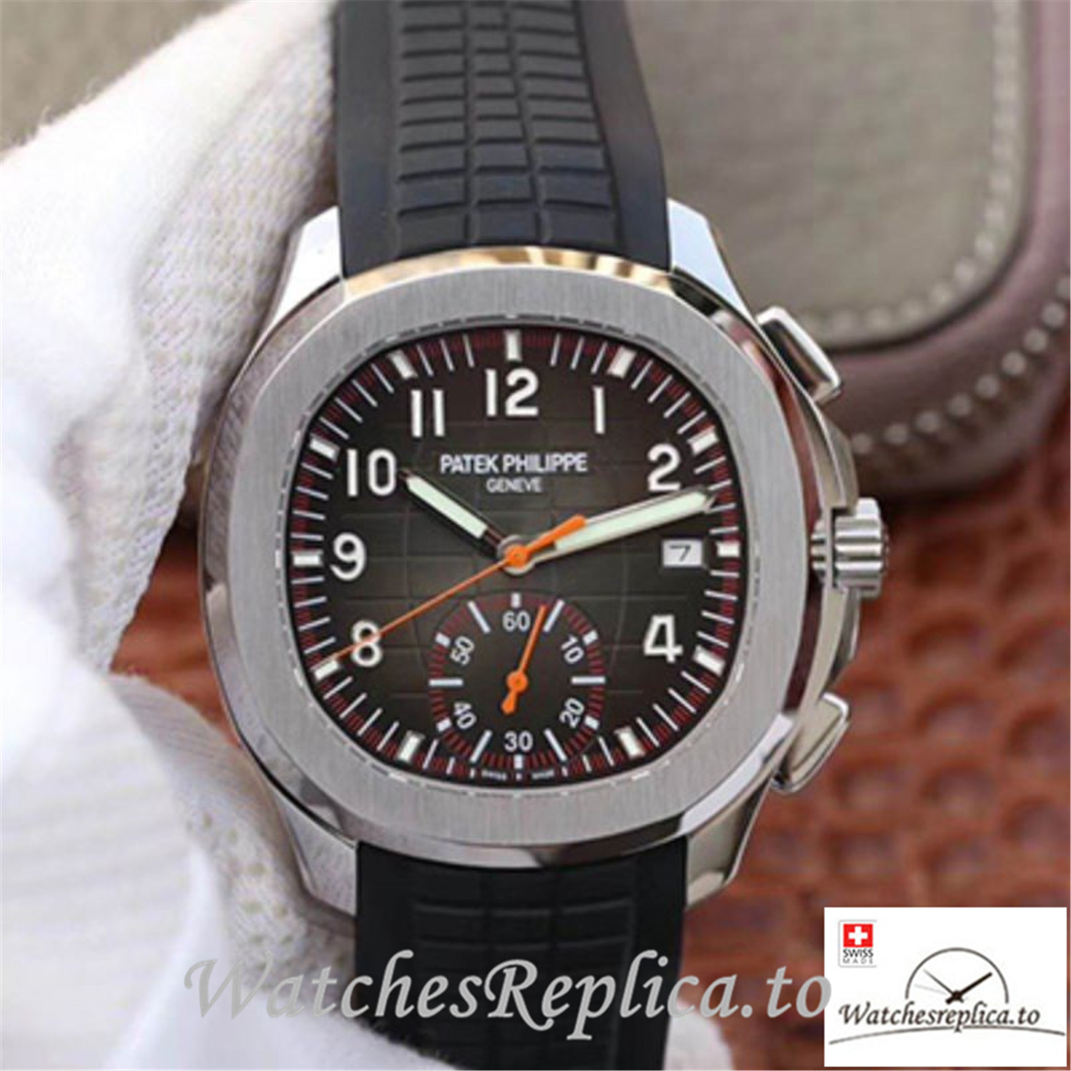 Swiss Patek Philippe Aquanaut Chronograph Replica 5968A-001 Black Strap 42MM - WatchesReplica.to