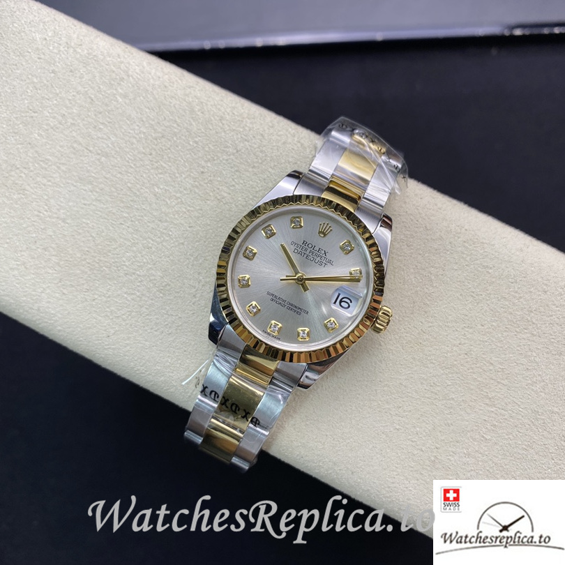Swiss Rolex Datejust Replica 178384 Stainless steel strap 31MM Silver Dial - Replica Watches Shop