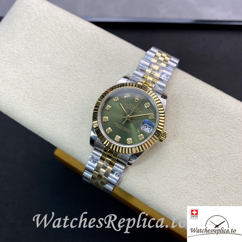 Swiss Rolex Datejust Replica 178384 Stainless steel strap 31MM Green Dial - Replica Watches Shop