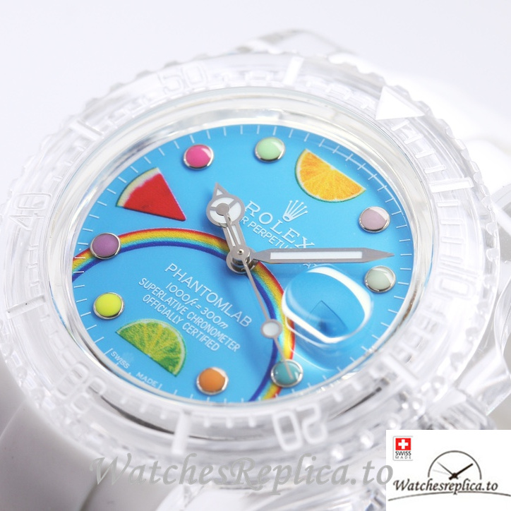 Swiss Rolex Submariner Replica Rubber strap 40MM PHANTOMLAB&ROLEX Blue Dial - WatchesReplica.to