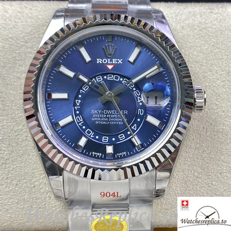 Swiss Rolex Sky Dweller Replica Stainless steel strap 42MM Blue Dial - WatchesReplica.to