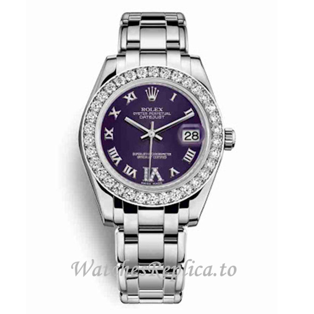 Replica Rolex Pearlmaster m81299-0040 34MM White Gold strap Ladies Watch - WatchesReplica.to