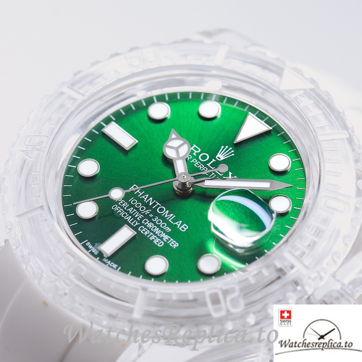 Swiss Rolex Submariner Replica Rubber strap 40MM PHANTOMLAB&ROLEX Green Dial - WatchesReplica.to