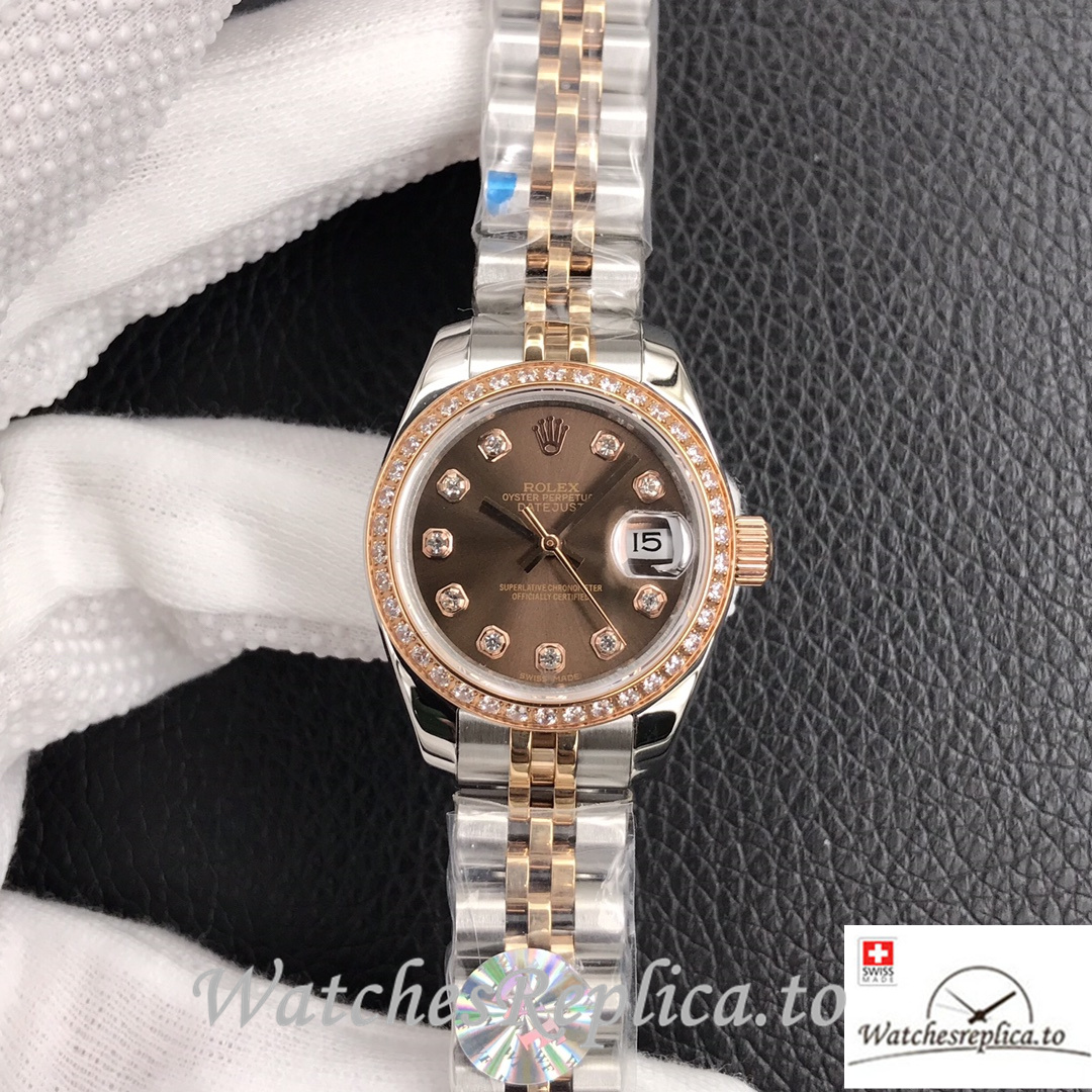 Swiss Rolex Datejust Replica 279174 Stainless steel strap 28MM Brown Dial Diamonds - Replica Watches Shop
