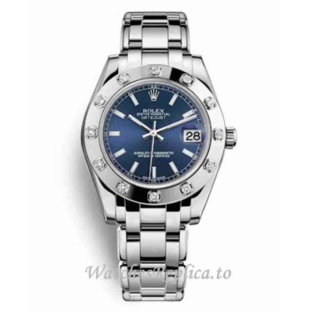 Replica Rolex Pearlmaster m81319-0029 34MM White Gold strap Ladies Watch - WatchesReplica.to