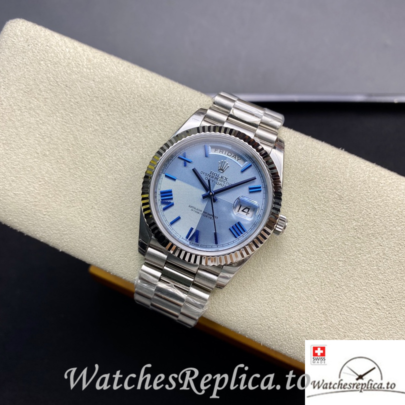 Swiss Rolex Day Date Replica 126331 Stainless steel strap 40MM Blue Dial - Replica Watches Shop