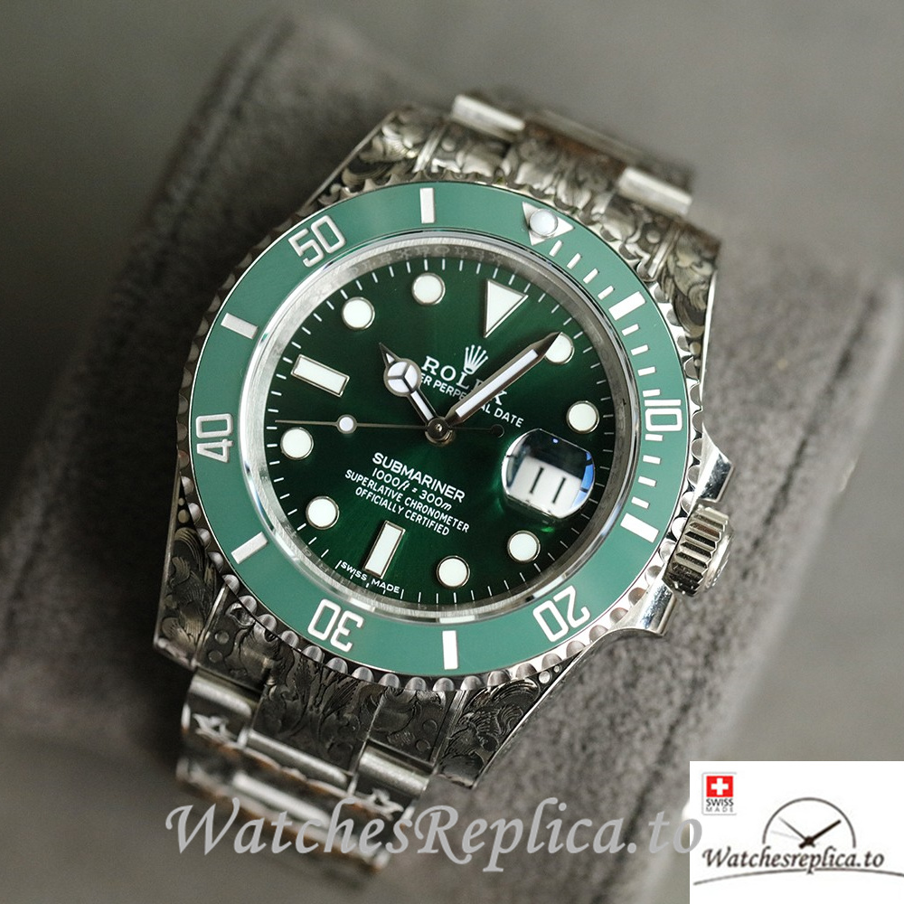 Swiss Rolex Submariner Replica Stainless steel strap 40MM Green Case - WatchesReplica.to