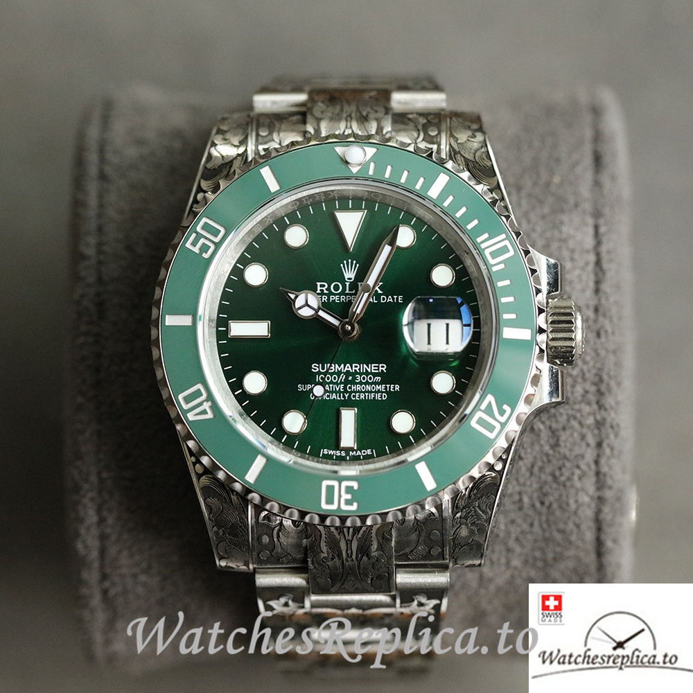 Swiss Rolex Submariner Replica Stainless steel strap 40MM Green Case - WatchesReplica.to